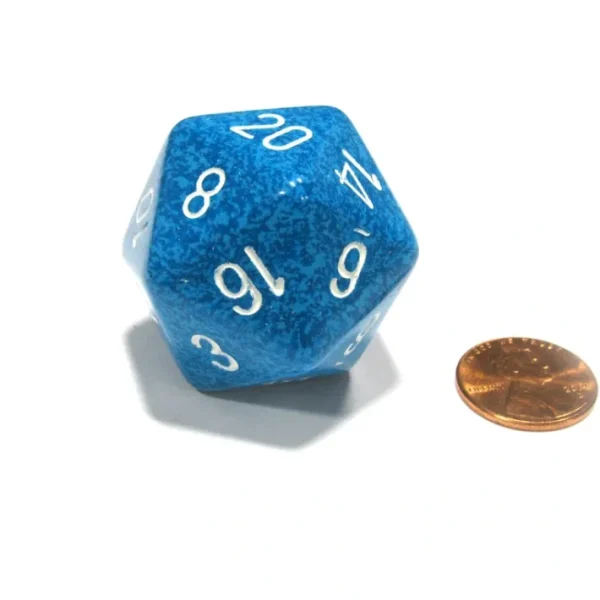 34mm Large 20-Sided D20 Speckled Chessex Dice, 1 Die - Water - Your Source for Gaming Essentials New