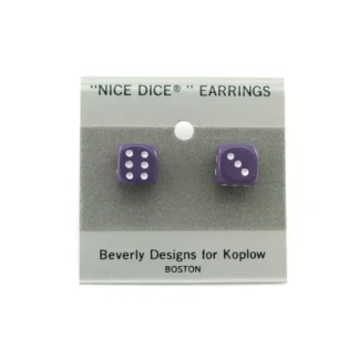10mm Post Stud Dice Earrings - Opaque Purple with White Pips - Your Source for Gaming Essentials Store