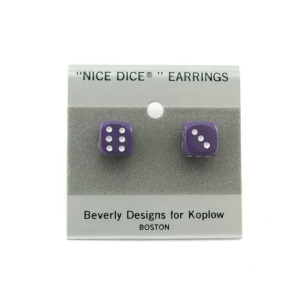 10mm Post Stud Dice Earrings - Opaque Purple with White Pips - Your Source for Gaming Essentials Store