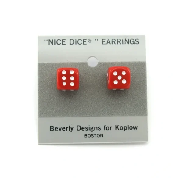 10mm Post Stud Dice Earrings - Opaque Red with White Pips - Your Source for Gaming Essentials Outlet