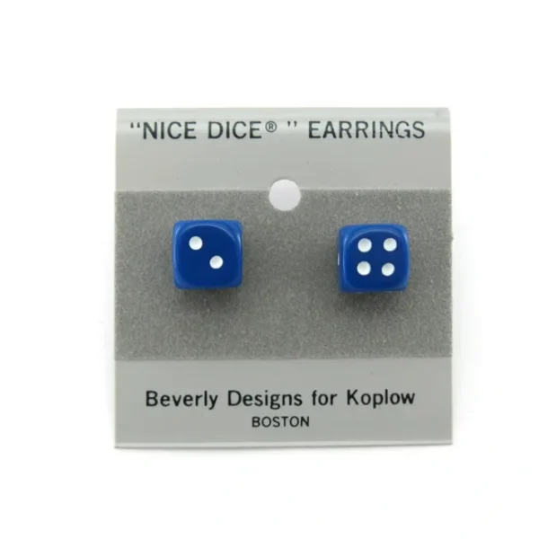 10mm Post Stud Dice Earrings - Opaque Blue with White Pips - Your Source for Gaming Essentials Cheap