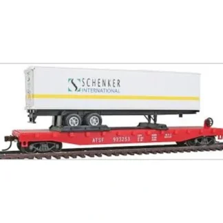 Trains | Model Power 98357 HO Santa Fe 50' Flatcar w/ 40' Schenker International Trailer - Your Source for Gaming Essentials