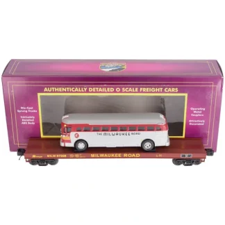 Trains | MTH 20-98831 O Gauge Milwaukee Road Flat Car w/ Die-Cast Bus #67208 - Your Source for Gaming Essentials