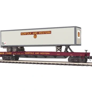 Trains | MTH 20-98860 O Norfolk & Western Flatcar w/ 48' Trailer #170482 - Your Source for Gaming Essentials