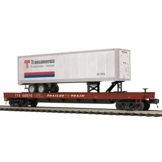 Trains | MTH 20-95122 O Trailer Train Transamerica Flat Car w/ 40' Trailer #102672 - Your Source for Gaming Essentials