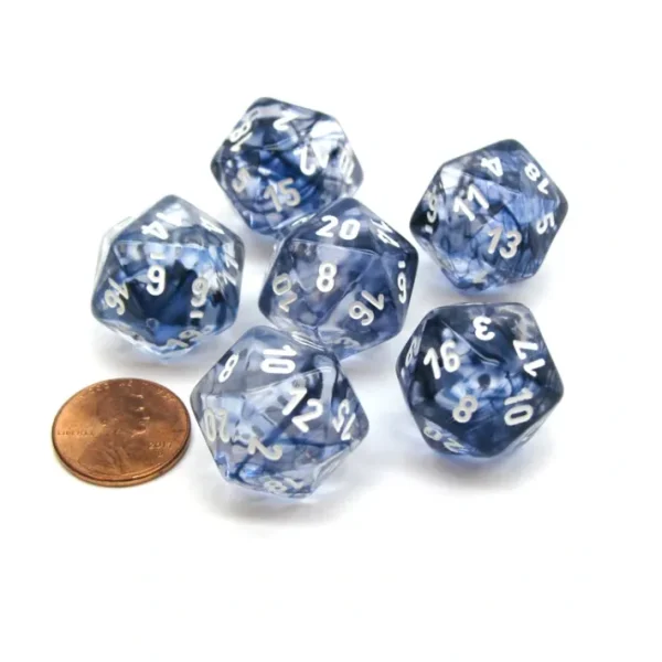 Nebula 20 Sided D20 Chessex Dice, 6 Pieces - Black with White Numbers - Your Source for Gaming Essentials Best Sale