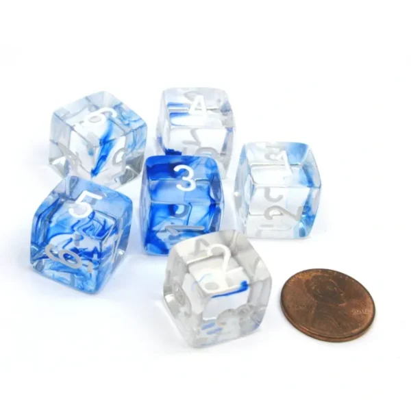 Nebula 15mm 6 Sided D6 Chessex Dice, 6 Pieces - Dark Blue with White Numbers - Your Source for Gaming Essentials Fashion