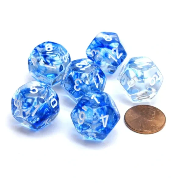 Nebula 18mm 12 Sided D12 Chessex Dice, 6 Pieces - Dark Blue with White - Your Source for Gaming Essentials Best Sale