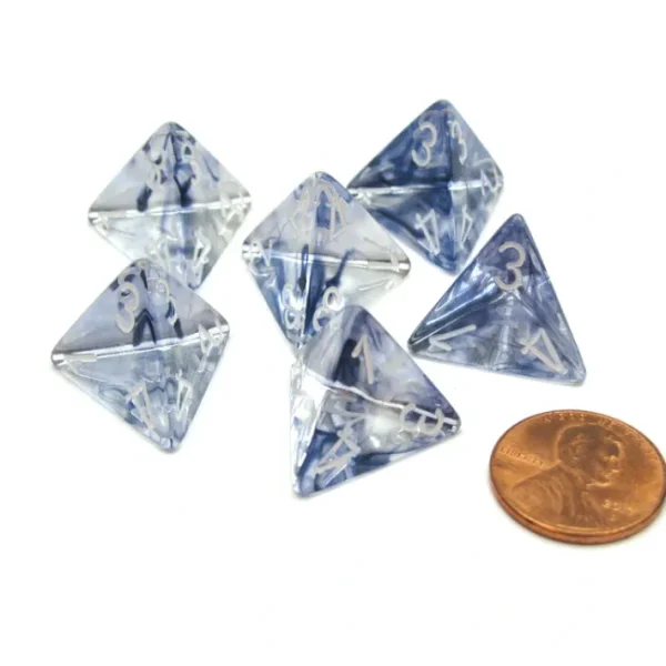 Nebula 18mm 4 Sided D4 Chessex Dice, 6 Pieces - Black with White - Your Source for Gaming Essentials New