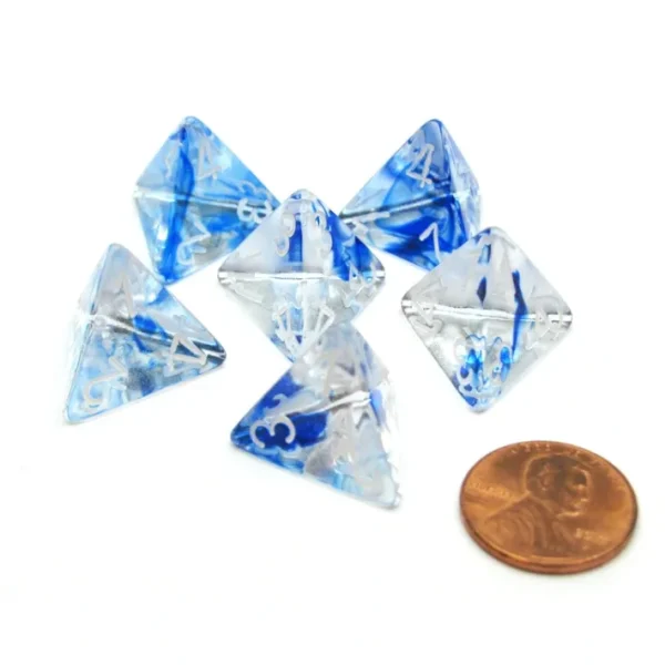 Nebula 18mm 4 Sided D4 Chessex Dice, 6 Pieces - Dark Blue with White - Your Source for Gaming Essentials New