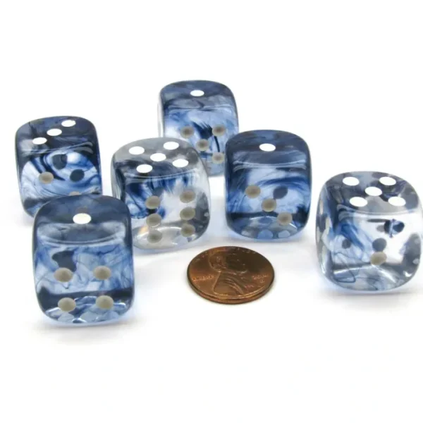 Nebula 20mm Big D6 Chessex Dice, 6 Pieces - Black with White Pips - Your Source for Gaming Essentials Store