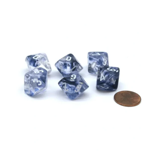 Nebula 16mm D10 (0-9) Chessex Dice, 6 Pieces - Black with White Numbers - Your Source for Gaming Essentials Best