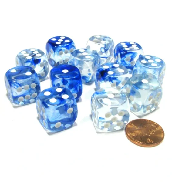 Nebula 16mm D6 Chessex Dice Block (12 Dice) - Dark Blue with White Pips - Your Source for Gaming Essentials Hot