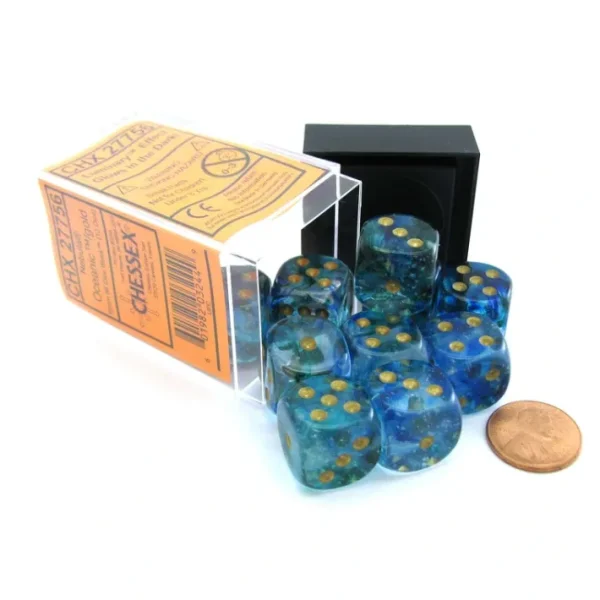 Nebula 16mm D6 Dice Block (12 Dice) - Oceanic with Gold Pips - Your Source for Gaming Essentials Flash Sale