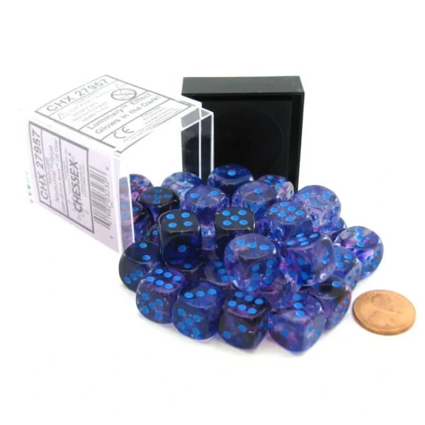 Nebula 12mm D6 Dice Block (36 Dice) - Nocturnal with Blue Pips - Your Source for Gaming Essentials Cheap