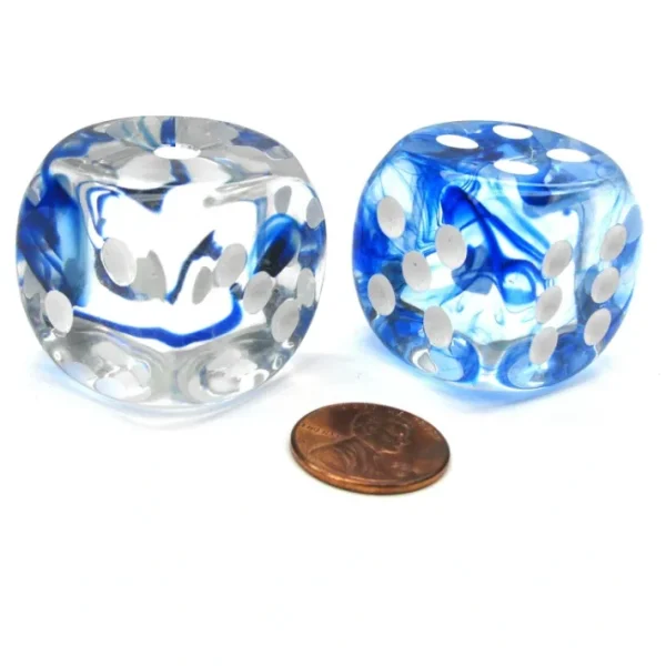 Nebula 30mm Large D6 Chessex Dice, 2 Pieces - Dark Blue with White Pips - Your Source for Gaming Essentials Cheap