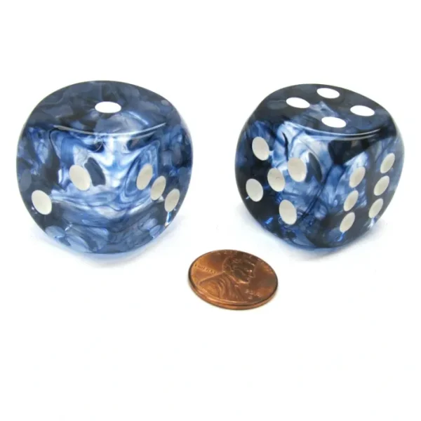 Nebula 30mm Large D6 Chessex Dice, 2 Pieces - Black with White Pips - Your Source for Gaming Essentials Best Sale