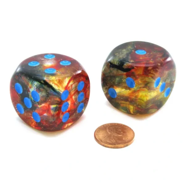 Nebula 30mm Large D6 Dice, 2 Pieces - Primary with Blue Pips - Your Source for Gaming Essentials Cheap