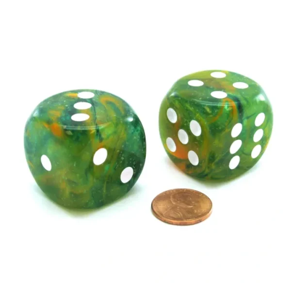Nebula 30mm Large D6 Dice, 2 Pieces - Spring with White Pips - Your Source for Gaming Essentials Shop