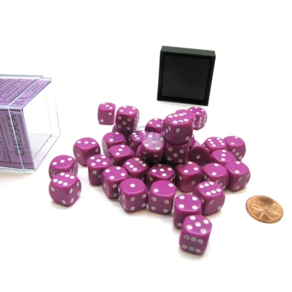 Opaque 12mm D6 Chessex Dice Block (36 Die) - Light Purple with White Pips - Your Source for Gaming Essentials Discount