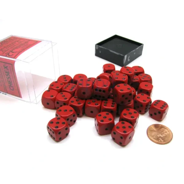 Opaque 12mm D6 Chessex Dice Block (36 Die) - Red with Black Pips - Your Source for Gaming Essentials Cheap