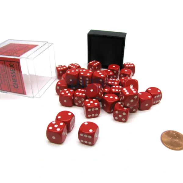 Opaque 12mm D6 Chessex Dice Block (36 Die) - Red with White Pips - Your Source for Gaming Essentials Cheap
