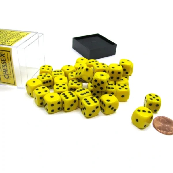 Opaque 12mm D6 Chessex Dice Block (36 Die) - Yellow with Black Pips - Your Source for Gaming Essentials Hot