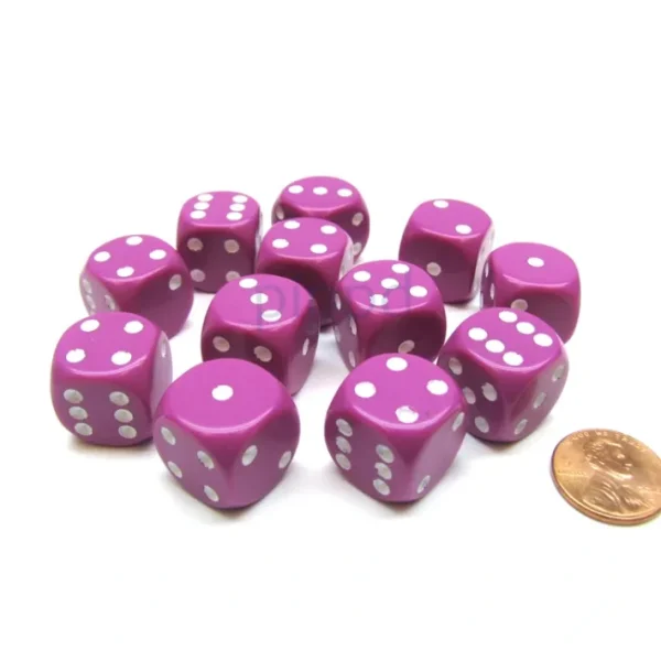 Opaque 16mm D6 Chessex Dice Block (12 Die) - Light Purple with White Pips - Your Source for Gaming Essentials Best