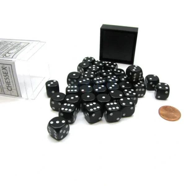 Opaque 12mm D6 Chessex Dice Block (36 Die) - Black with White Pips - Your Source for Gaming Essentials Clearance