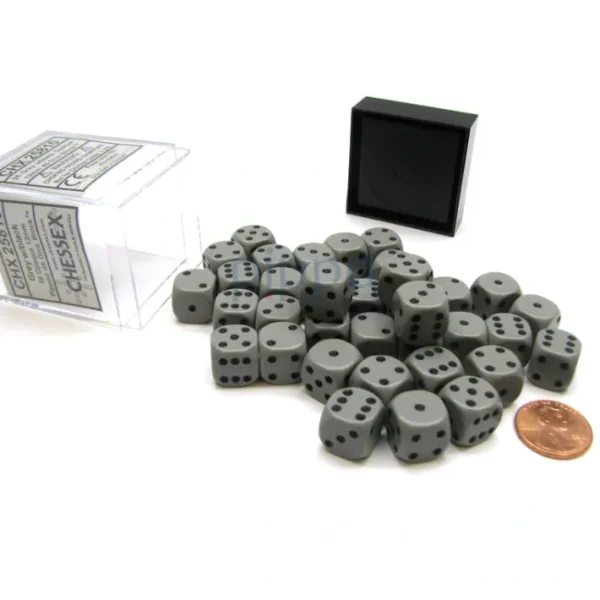 Opaque 12mm D6 Chessex Dice Block (36 Die) - Dark Grey with Black Pips - Your Source for Gaming Essentials Best Sale