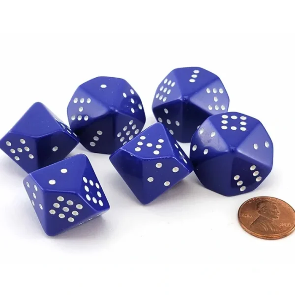 Opaque 20mm D10 Spotted Pip Dice, 6 Pieces - 'Old' Purple with White Numbers - Your Source for Gaming Essentials Best Sale