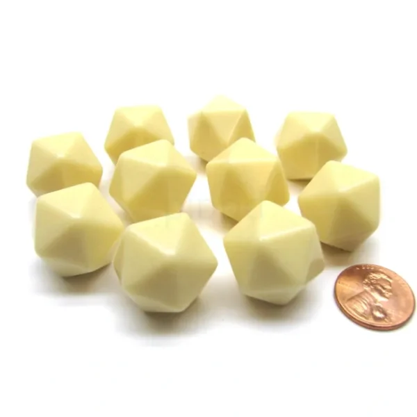 Opaque Polyhedral Bag Of 10 Blank Ivory 20mm D20 Chessex Dice - Your Source for Gaming Essentials Hot