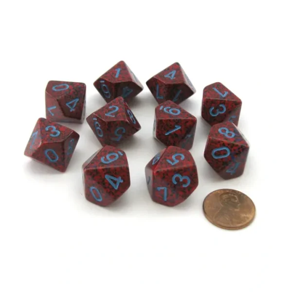 Pack of 10 Chessex 10 Sided d10 Dice - Speckled Veronica - Your Source for Gaming Essentials Clearance