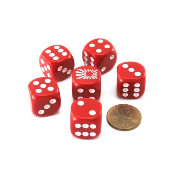Pack of 6 Chessex Axis and Allies 16mm D6 Japan Dice - Red with White Pips - Your Source for Gaming Essentials Outlet