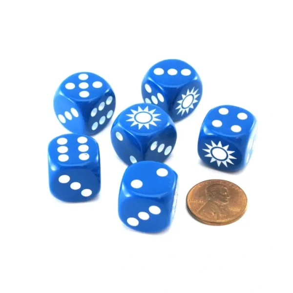 Pack of 6 Chessex Axis and Allies 16mm D6 China Dice - Blue with White Pips - Your Source for Gaming Essentials Cheap
