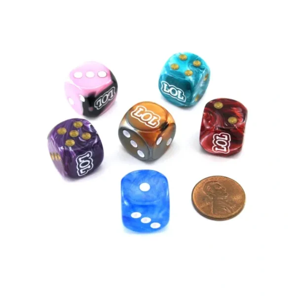 Pack of 6 Chessex Custom Engraved 16mm D6 Assorted Style Funny Meme Dice - LOL - Your Source for Gaming Essentials Best Sale