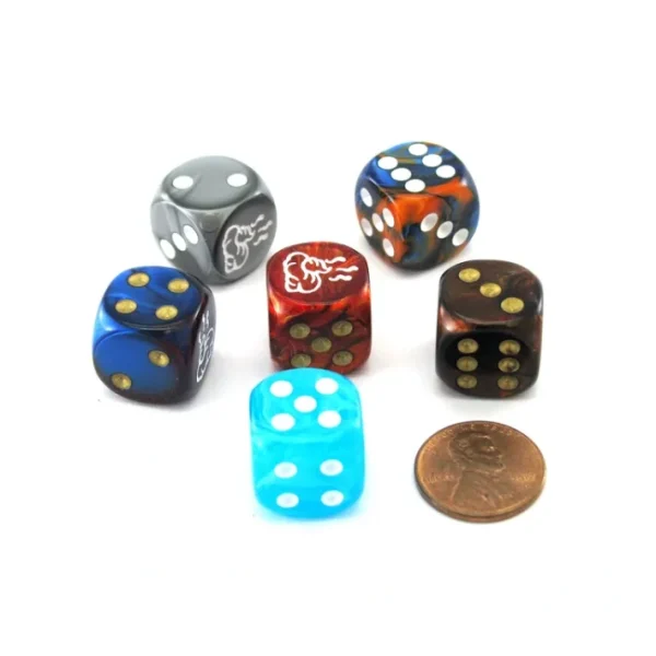 Pack of 6 Chessex Custom Engraved 16mm D6 Assorted Style Funny Meme Dice - Poop - Your Source for Gaming Essentials Shop