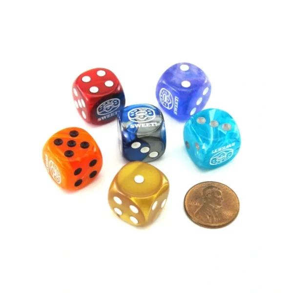 Pack of 6 Chessex Custom Engraved 16mm D6 Assorted Style Funny Meme Dice - Sweet - Your Source for Gaming Essentials Outlet