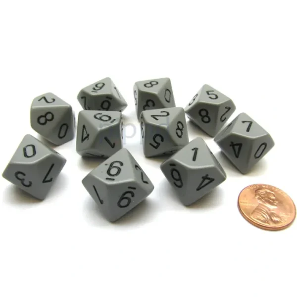 Pack Of 10 Chessex Opaque D10 Dice - Dark Grey with Black Numbers - Your Source for Gaming Essentials Best