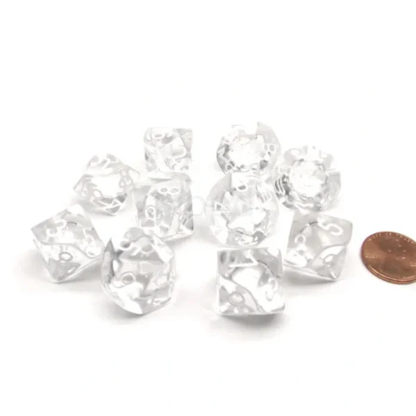 Pack Of 10 Chessex Translucent 10 Sided D10 Dice - Clear with White Numbers - Your Source for Gaming Essentials Shop