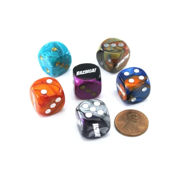 Pack of 6 Custom Engraved 16mm D6 Assorted Style Funny Meme Dice - Bazinga - Your Source for Gaming Essentials Best