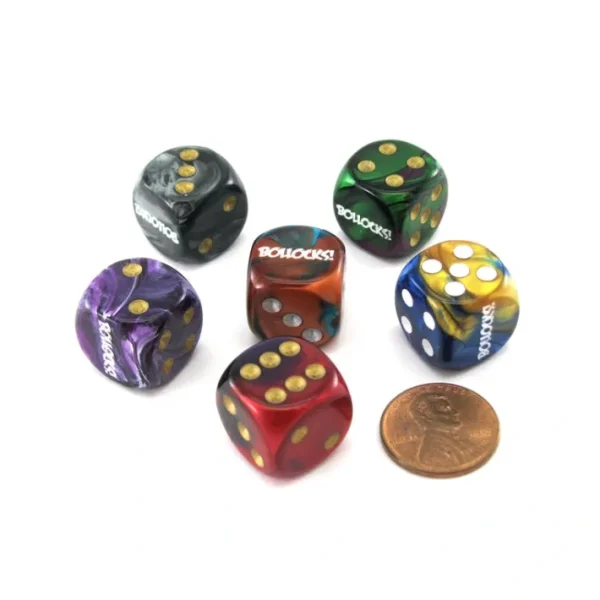 Pack of 6 Custom Engraved 16mm D6 Assorted Style Funny Meme Dice - Bollocks! - Your Source for Gaming Essentials Store