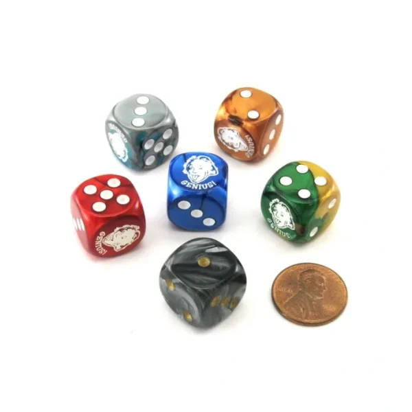 Pack of 6 Custom Engraved 16mm D6 Assorted Style Funny Meme Dice - Genius - Your Source for Gaming Essentials Flash Sale