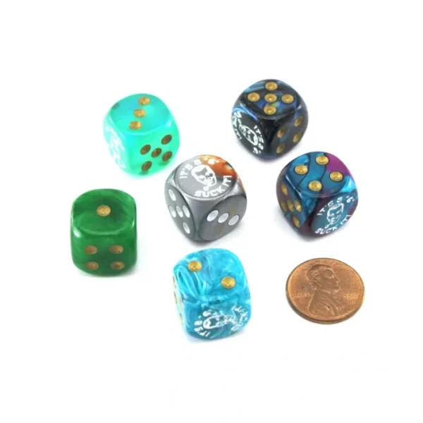 Pack of 6 Custom Engraved 16mm D6 Assorted Style Funny Meme Dice - It's a Six - Your Source for Gaming Essentials Online