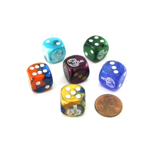 Pack of 6 Custom Engraved 16mm D6 Assorted Style Funny Meme Dice - LOL Face - Your Source for Gaming Essentials Hot
