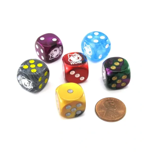 Pack of 6 Custom Engraved 16mm D6 Assorted Style Funny Meme Dice - Wow (Doge) - Your Source for Gaming Essentials Outlet