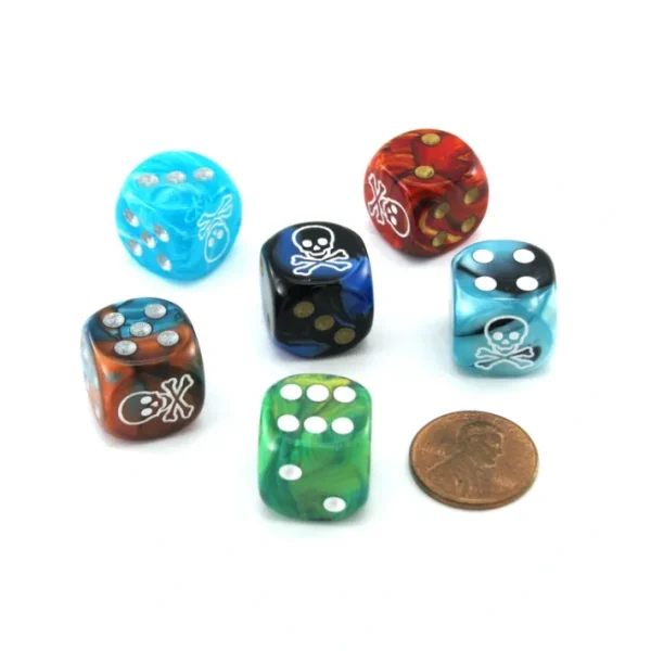 Pack of 6 Custom Engraved 16mm D6 Assorted Style Dice - Skull & Crossbones - Your Source for Gaming Essentials Best Sale