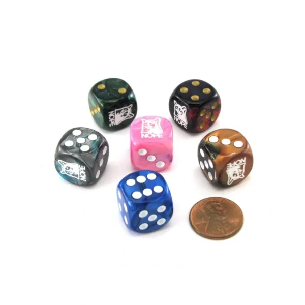 Pack of 6 Custom 16mm D6 Assorted Style Funny Meme Dice - Nope (Grumpy cat) - Your Source for Gaming Essentials Shop
