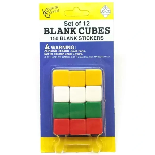 Pack of 12 D6 Blank Dice - Assorted Colors with 150 Stickers - Your Source for Gaming Essentials Clearance