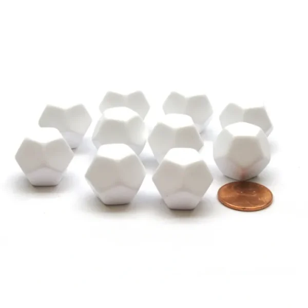 Pack of 10 D12 Blank Standard Sized Dice - White - Your Source for Gaming Essentials Clearance